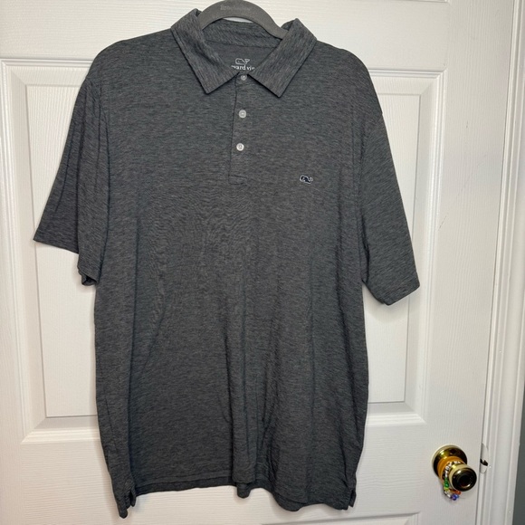 Vineyard Vines Gray Grey Mens Classic Short Sleeved Polo Shirt Size Large GUC - Picture 1 of 6